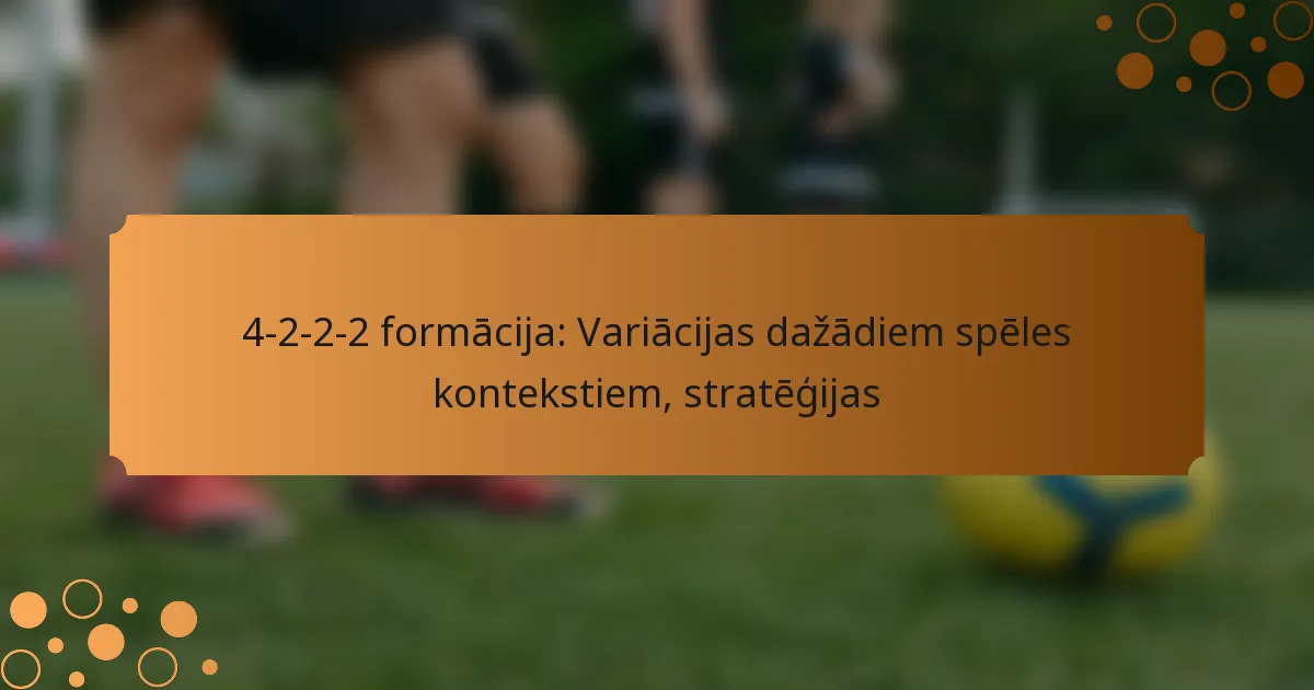 4-2-2-2 formācija: Variācijas dažādiem spēles kontekstiem, stratēģijas