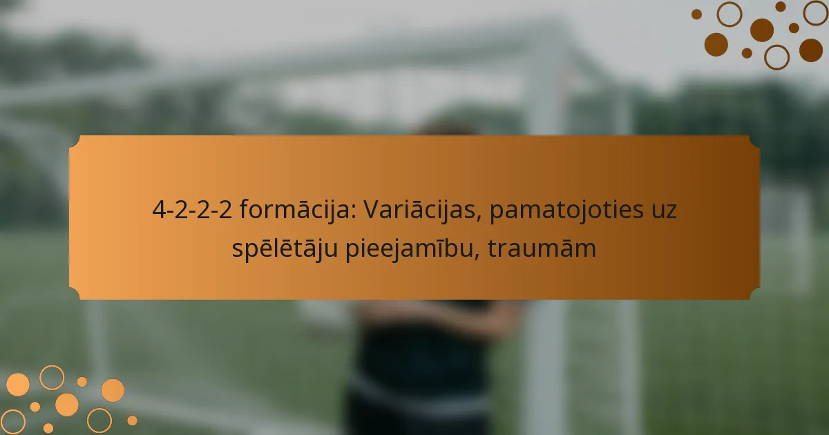 4-2-2-2 formācija: Variācijas, pamatojoties uz spēlētāju pieejamību, traumām
