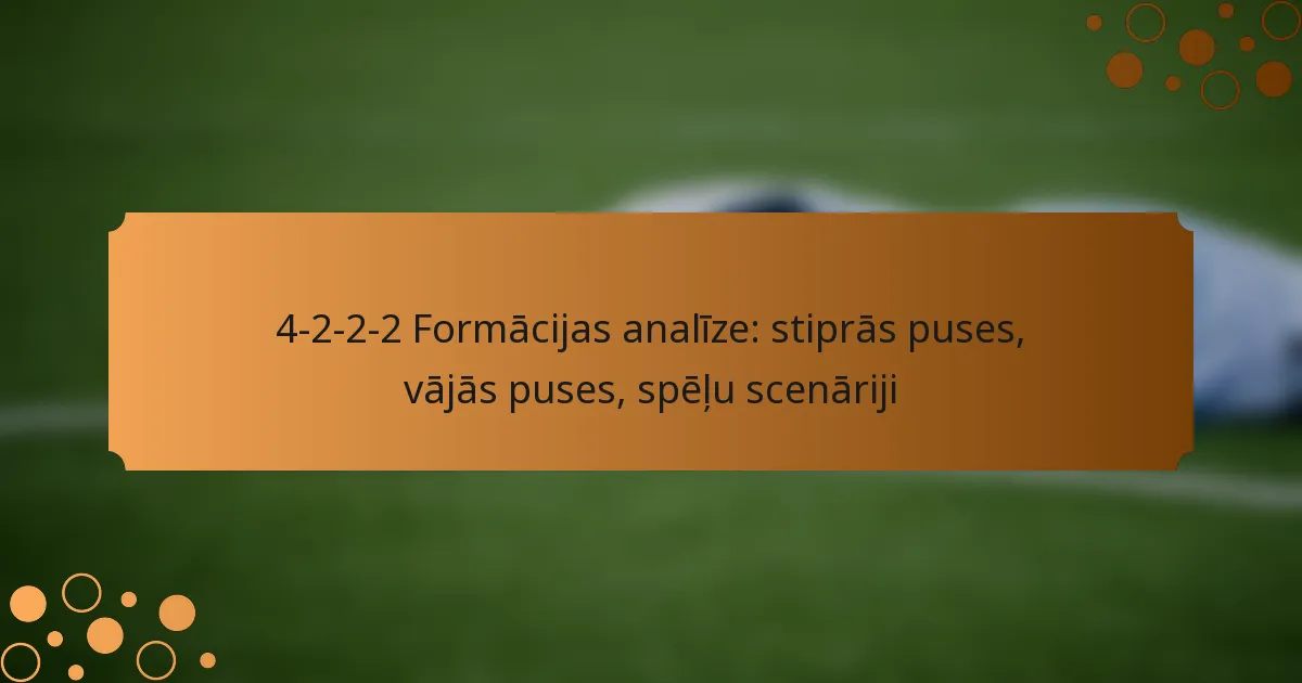 4-2-2-2 Formācijas analīze: stiprās puses, vājās puses, spēļu scenāriji