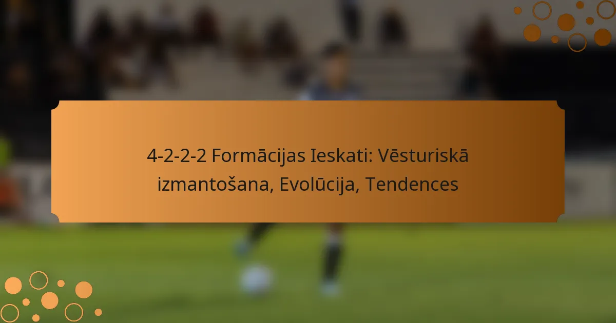 4-2-2-2 Formācijas Ieskati: Vēsturiskā izmantošana, Evolūcija, Tendences