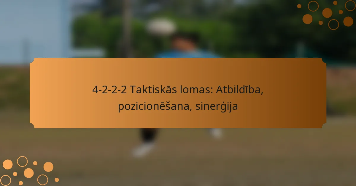4-2-2-2 Taktiskās lomas: Atbildība, pozicionēšana, sinerģija