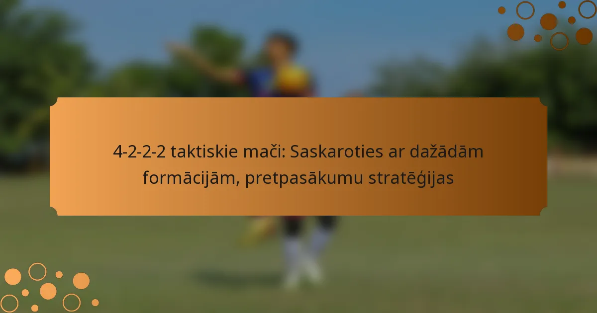 4-2-2-2 taktiskie mači: Saskaroties ar dažādām formācijām, pretpasākumu stratēģijas