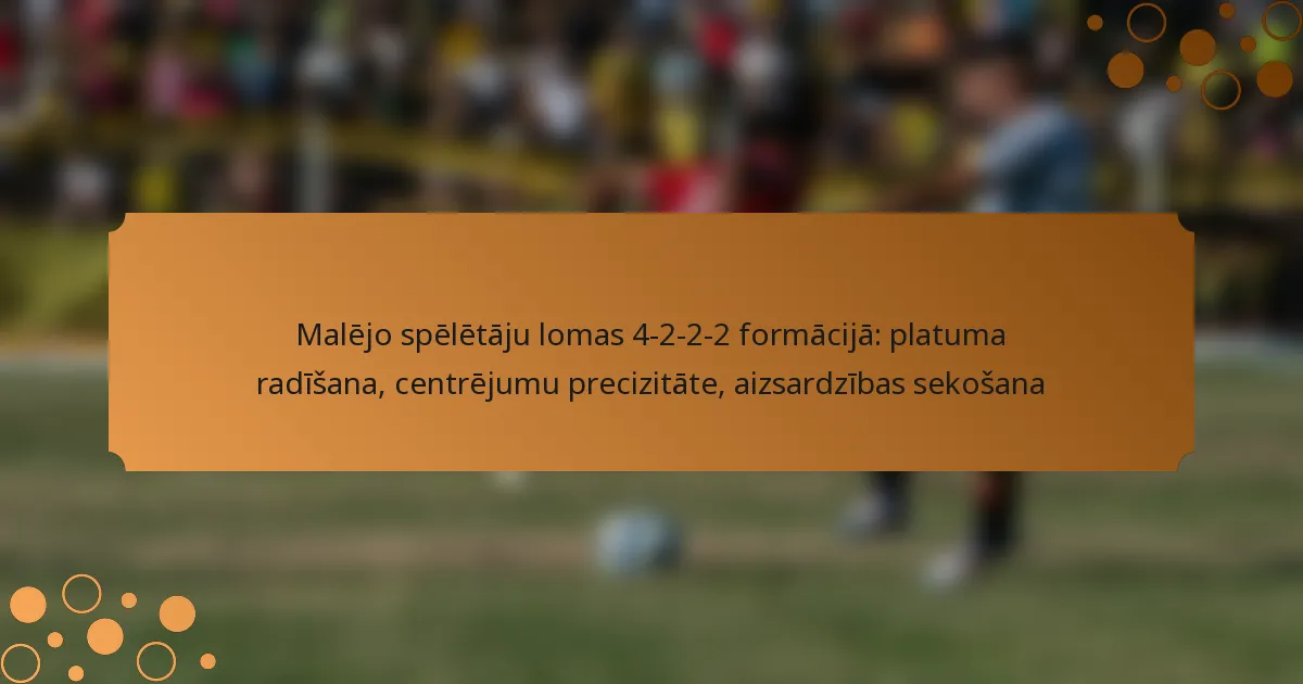 Malējo spēlētāju lomas 4-2-2-2 formācijā: platuma radīšana, centrējumu precizitāte, aizsardzības sekošana