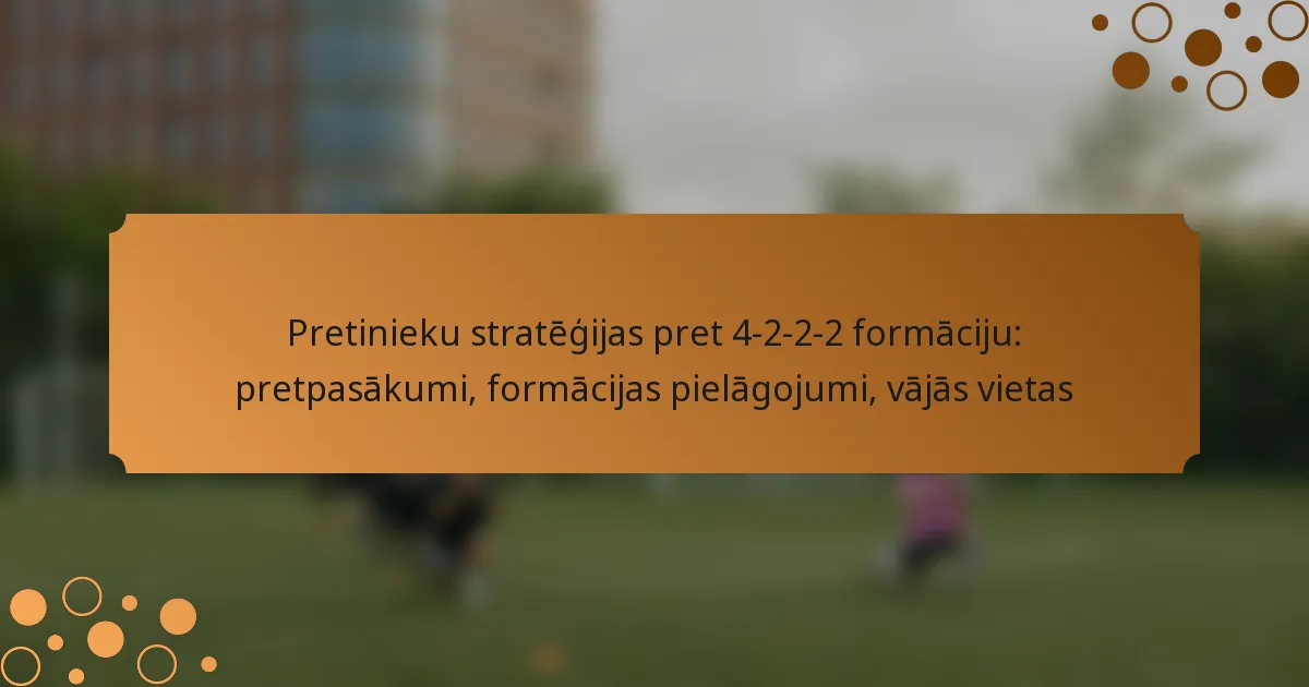 Pretinieku stratēģijas pret 4-2-2-2 formāciju: pretpasākumi, formācijas pielāgojumi, vājās vietas
