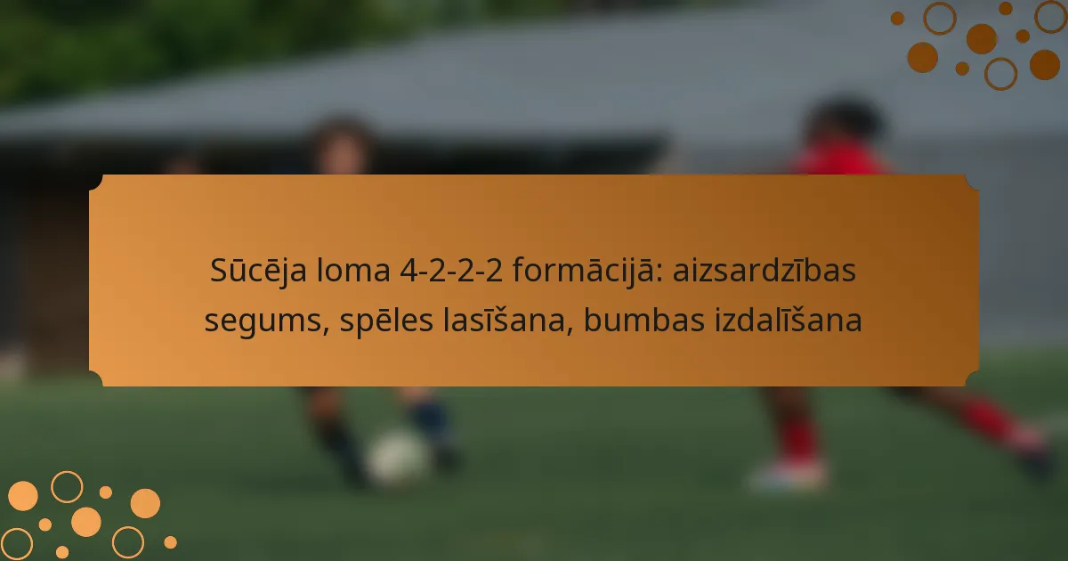 Sūcēja loma 4-2-2-2 formācijā: aizsardzības segums, spēles lasīšana, bumbas izdalīšana