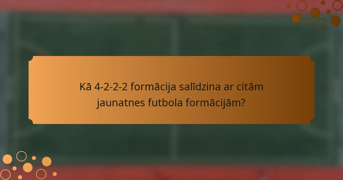 Kā 4-2-2-2 formācija salīdzina ar citām jaunatnes futbola formācijām?