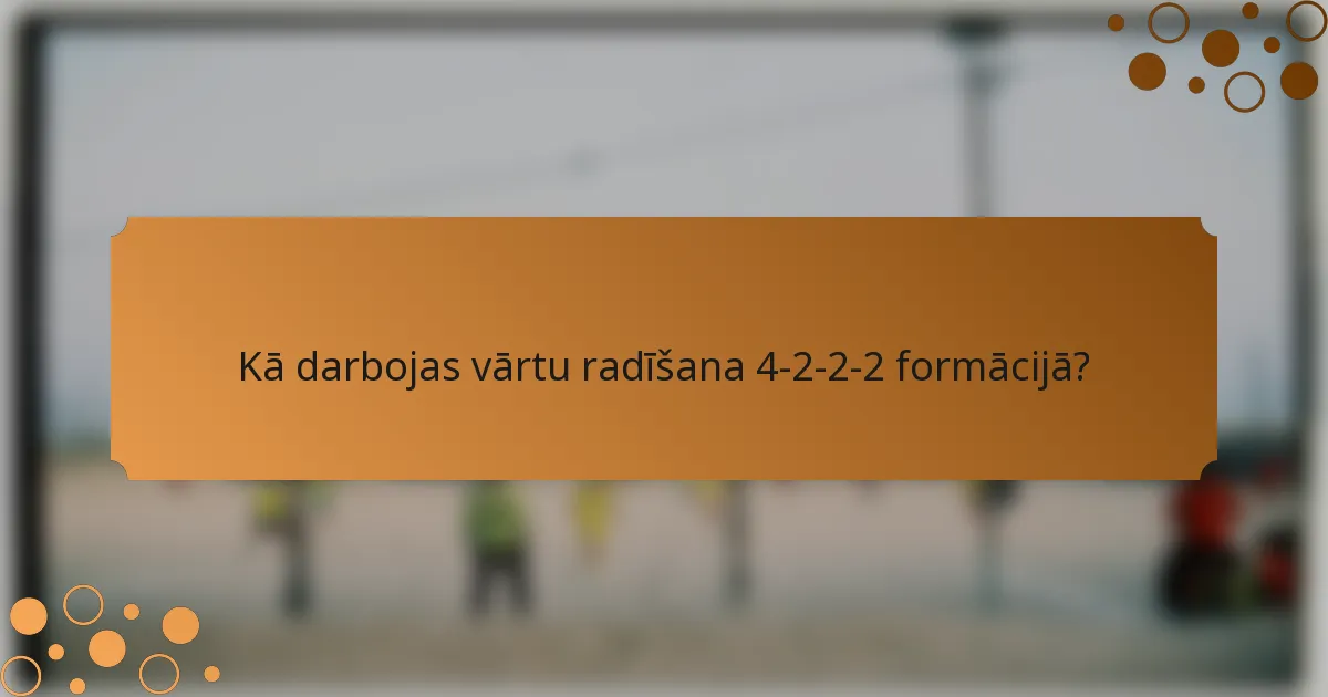 Kā darbojas vārtu radīšana 4-2-2-2 formācijā?