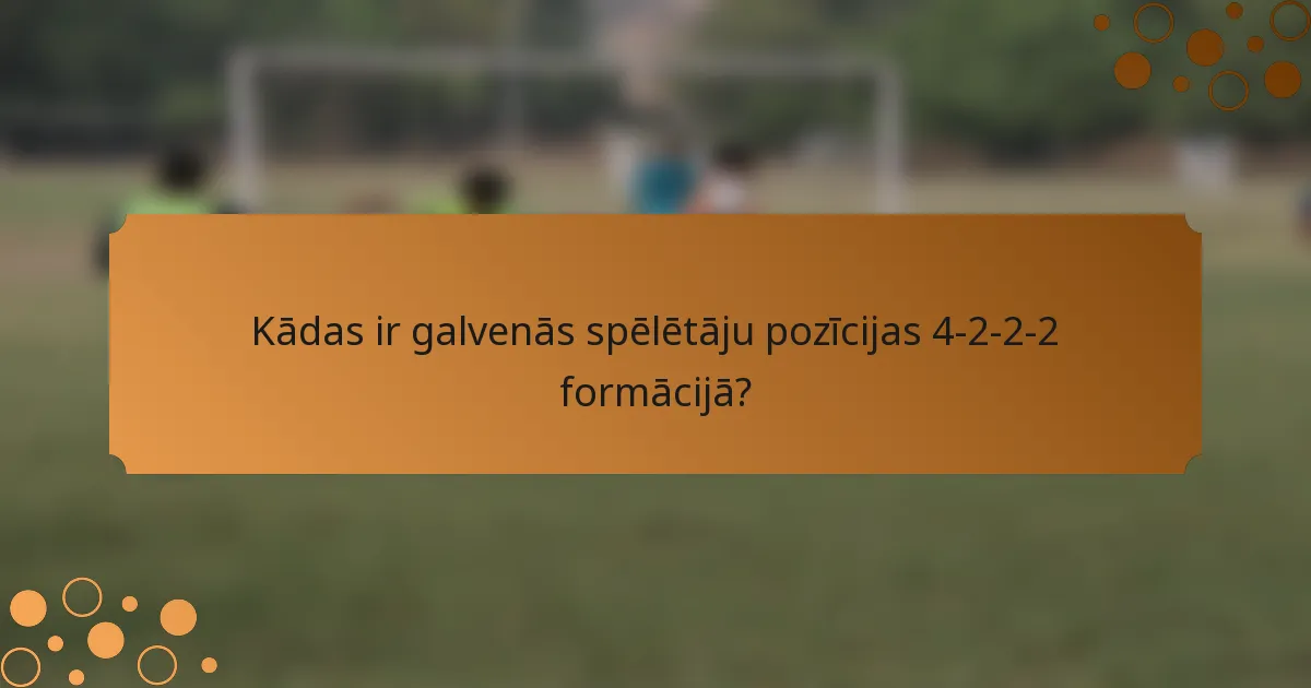 Kādas ir galvenās spēlētāju pozīcijas 4-2-2-2 formācijā?