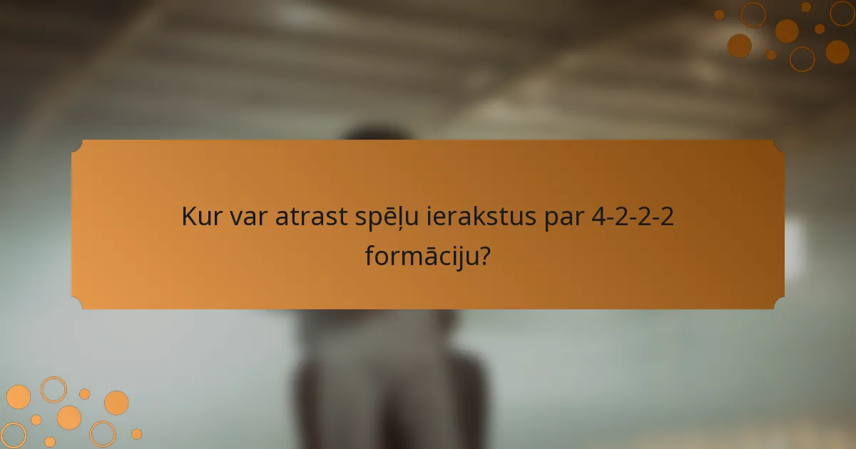 Kur var atrast spēļu ierakstus par 4-2-2-2 formāciju?